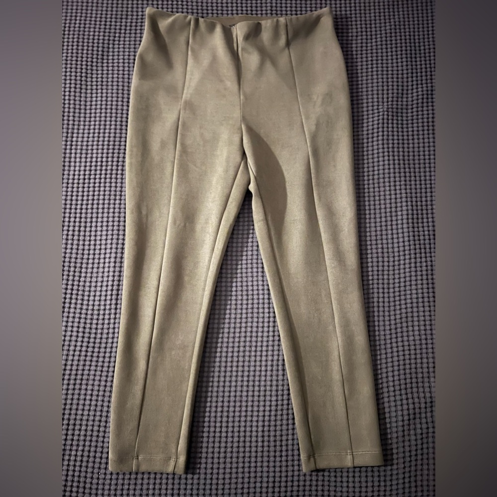 Faux Suede Ankle Zip Leggings from The Loft. Size L.